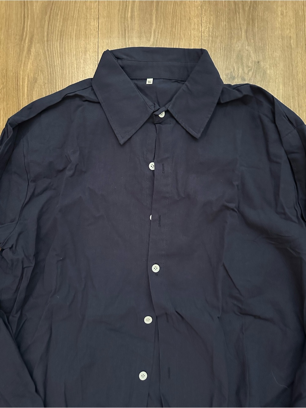 Navy Linen Button Down - Picture 2 of 3